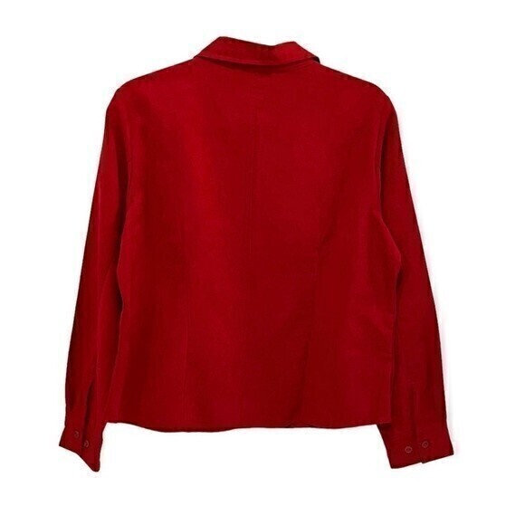 Lemon Grass Petite Western Suede Red Velvet Feel Button Down Blouse Size PL - Picture 2 of 8